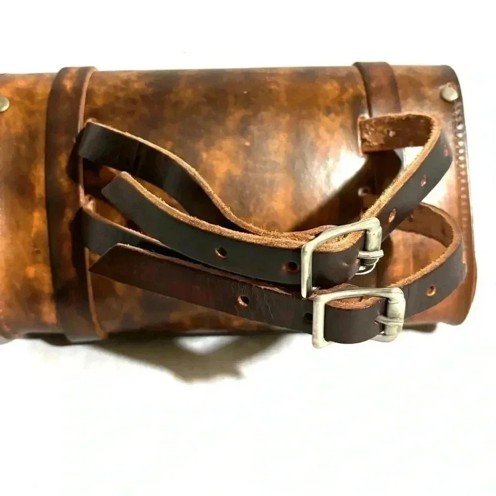 Stage coach unisex brown leather motorcycle handlebar bag